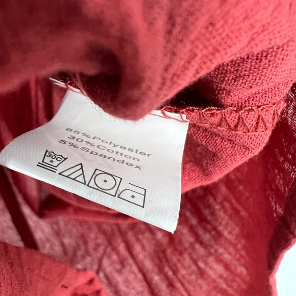 SHEIN Romper Womens Size Small US4 Red Orange V Neck Button Down Ruffle - Picture 4 of 8